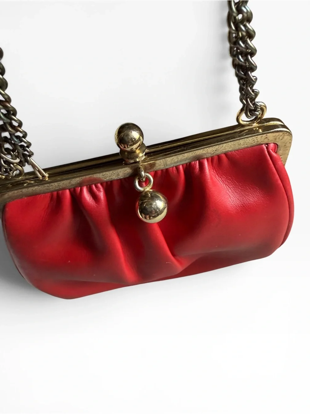 Vintage Red Leather Kiss-Lock Purse from Simpson's Luggage and Furs, Vermont